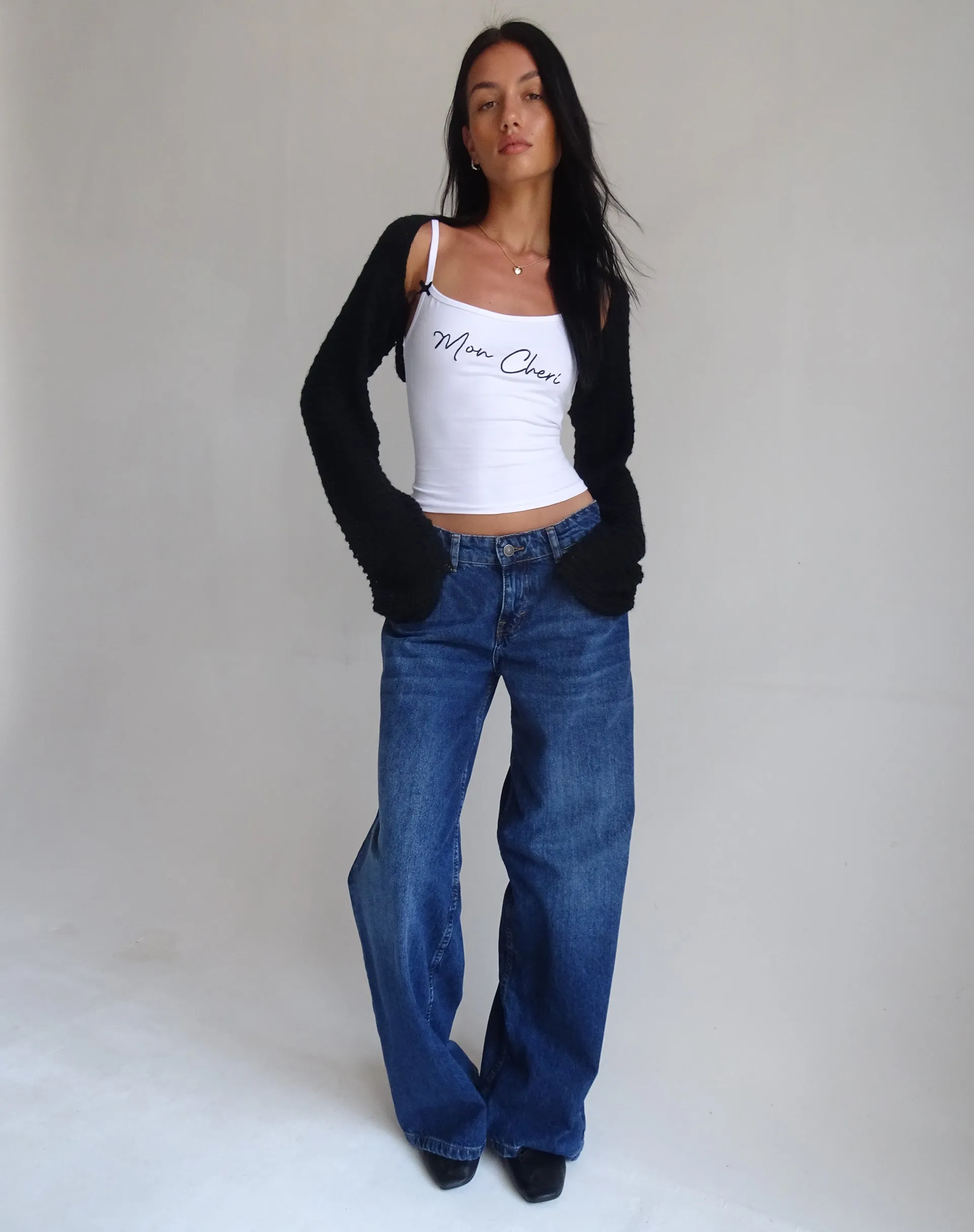 Isa Vest Top in White with Mon Cheri Embroidery sold by Motel Rocks product image thumbnail 3