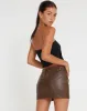 Disya Mini Skirt in PU Brown sold by Motel Rocks
