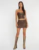 Disya Mini Skirt in PU Brown sold by Motel Rocks