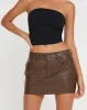 Disya Mini Skirt in PU Brown sold by Motel Rocks