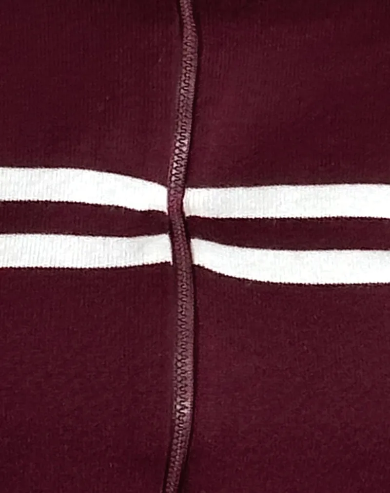 Talisa Zip Through Jacket in Maroon with White Stripe sold by Motel Rocks product image thumbnail 5