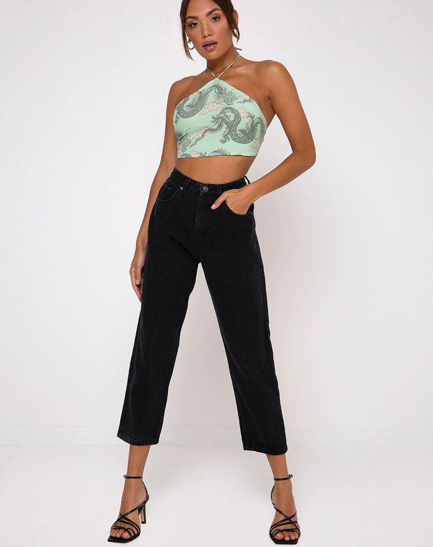 Maudy Crop Top in Chinese Dragon Neo Mint sold by Motel Rocks product image thumbnail 4