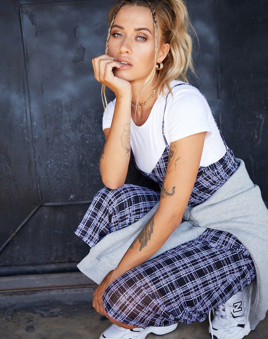 Cotina Midi Dress in Inkblot Check Black and White sold by Motel Rocks product image thumbnail 2