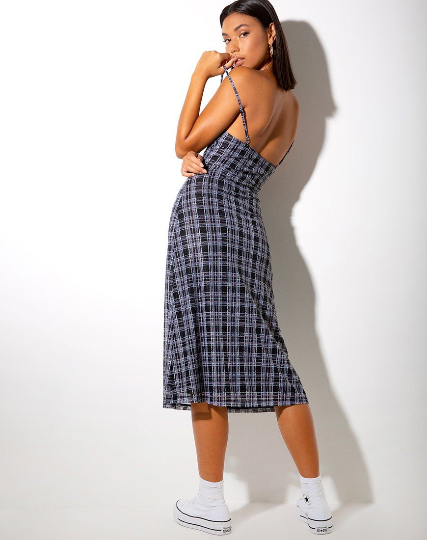 Cotina Midi Dress in Inkblot Check Black and White sold by Motel Rocks product image thumbnail 5