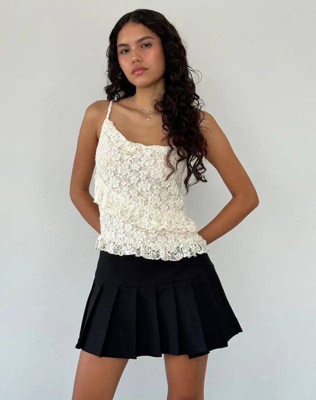 Octavia Asymmetric Cami Top in Lace Ivory sold by Motel Rocks
