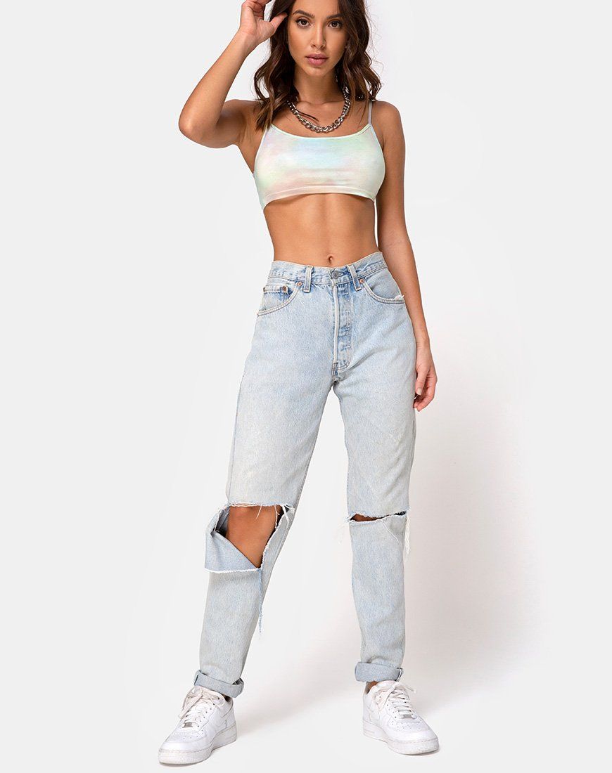 Kimo Crop Top in Pastel Tie Dye sold by Motel Rocks product image thumbnail 3