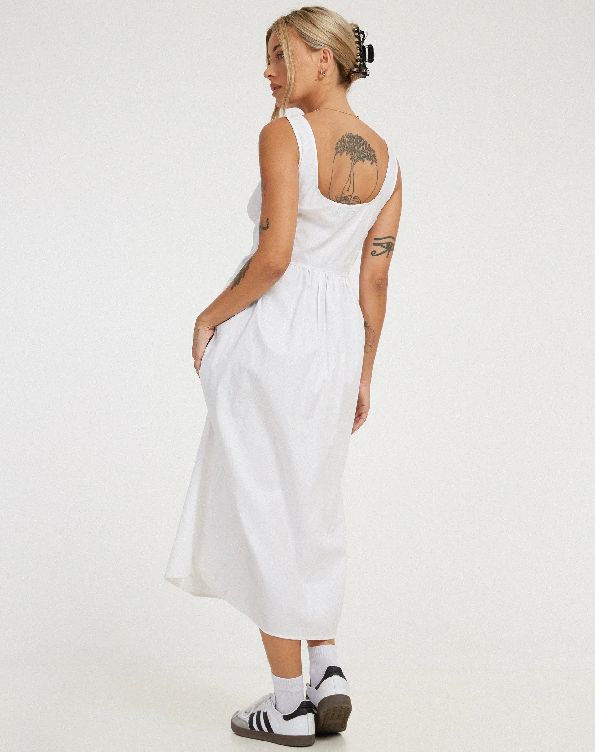 Melrose Midi Dress in White sold by Motel Rocks product image thumbnail 2