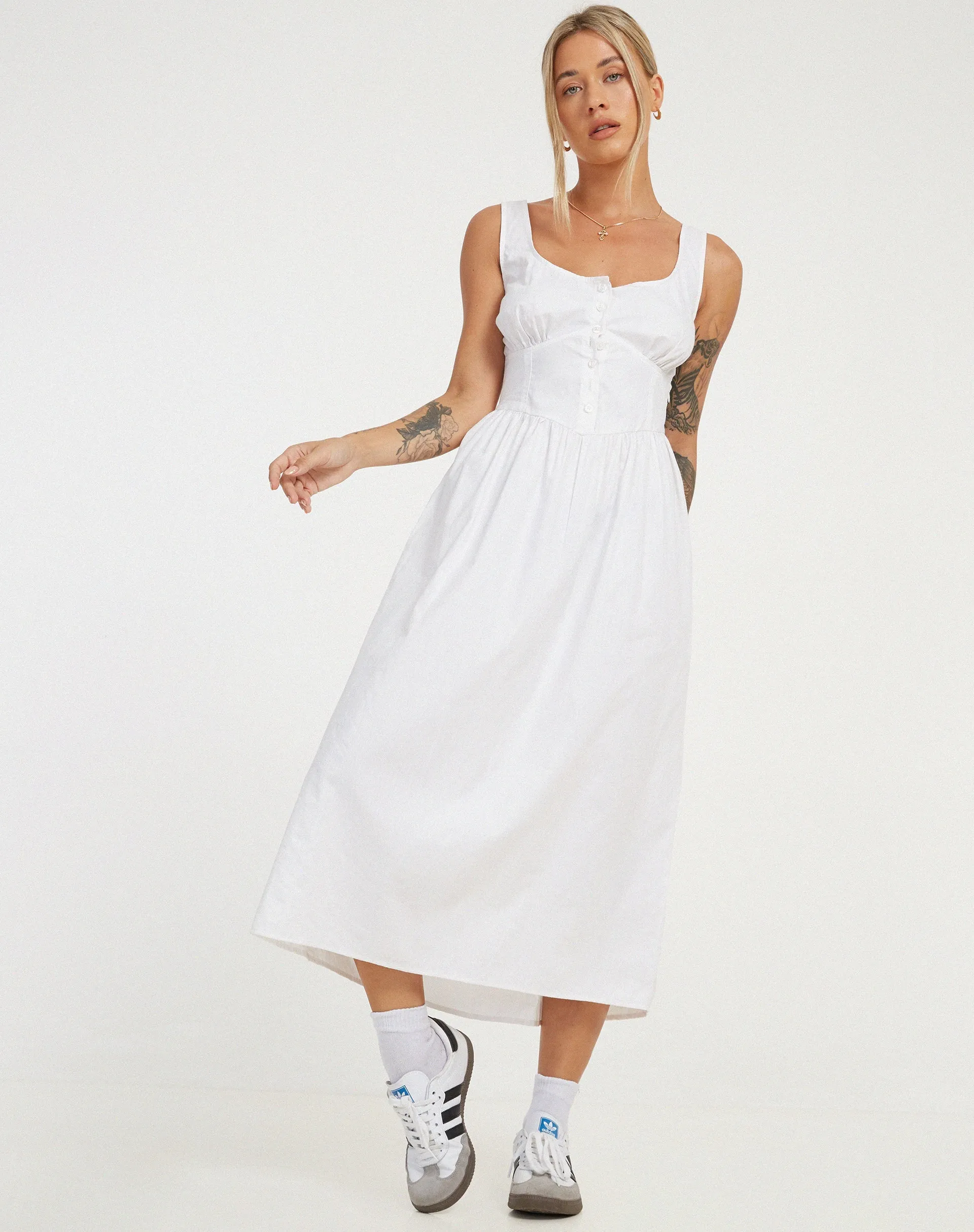 Melrose Midi Dress in White sold by Motel Rocks product image thumbnail 3