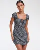 Gaval Mini Dress in Ditsy Rose Black sold by Motel Rocks