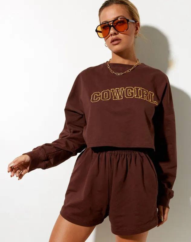 Fawly Crop Top in Deep Mahogany Cowgirl Embro sold by Motel Rocks