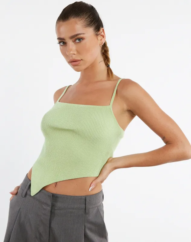 Suhari Top in Rib Knit Pastel Lime sold by Motel Rocks