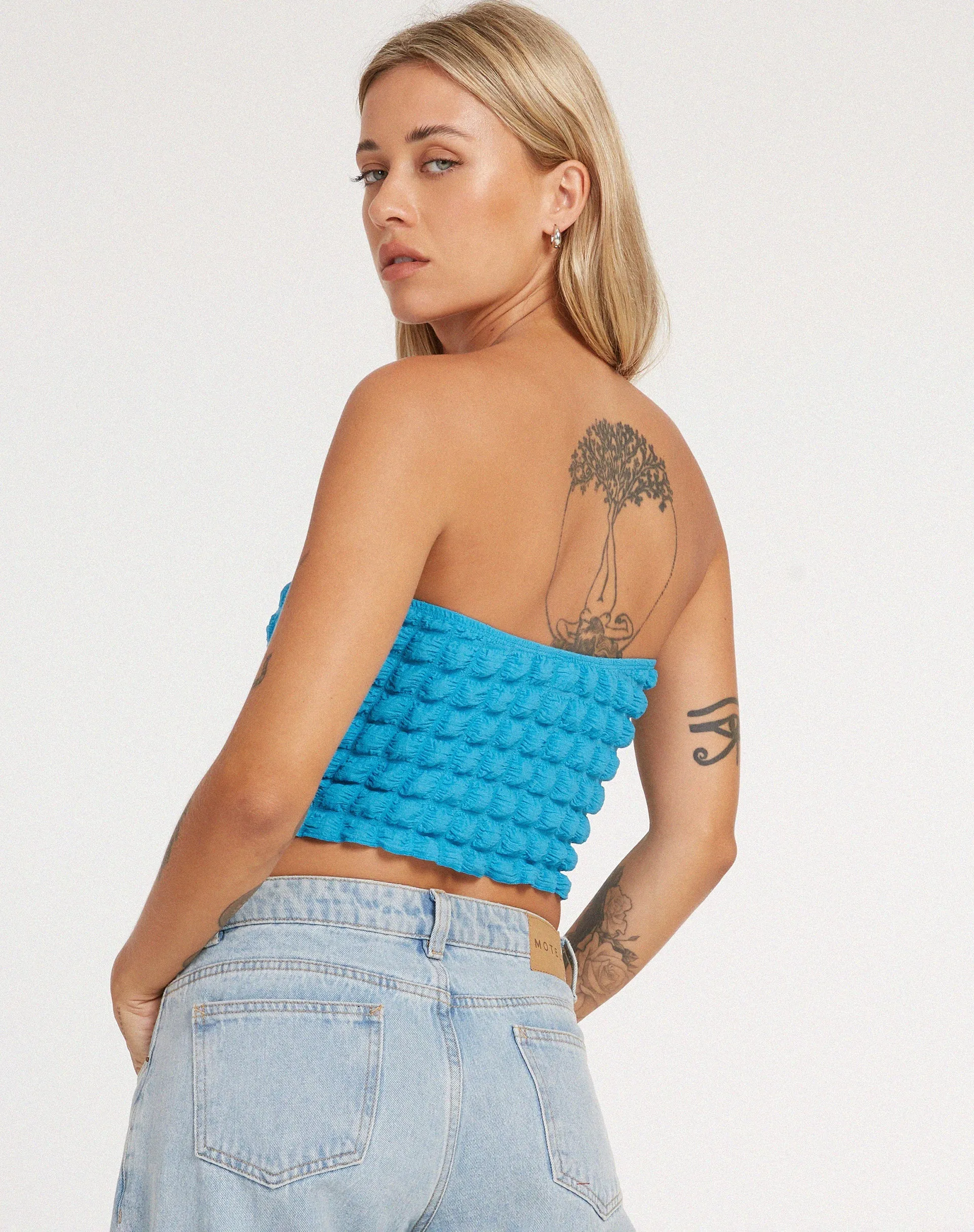 Dulce Bandeau Top in Blue sold by Motel Rocks product image thumbnail 4