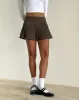 Carlita Pleated Mini Skirt with Bow in Light Brown sold by Motel Rocks
