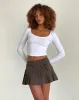 Carlita Pleated Mini Skirt with Bow in Light Brown sold by Motel Rocks