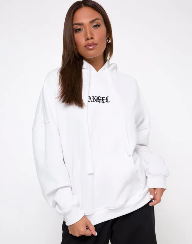 Oversize Hoody in White Angel Embro sold by Motel Rocks