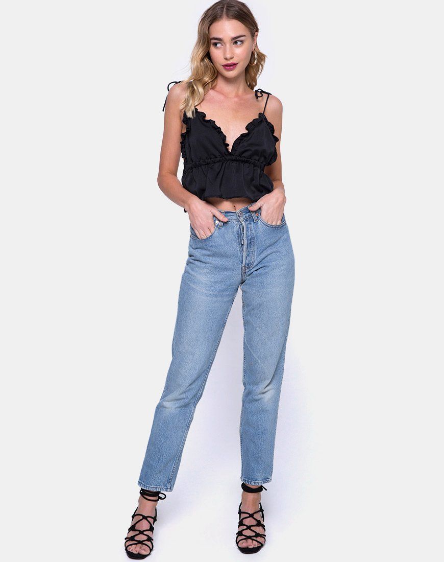Tyrell Bralette Top in Satin Black sold by Motel Rocks product image thumbnail 3