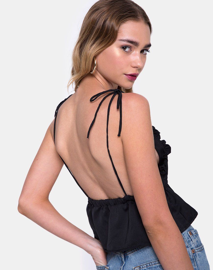 Tyrell Bralette Top in Satin Black sold by Motel Rocks product image thumbnail 2