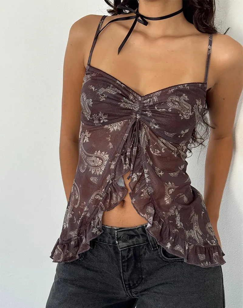 Jaraga Butterfly Top in Tonal Black Paisley sold by Motel Rocks