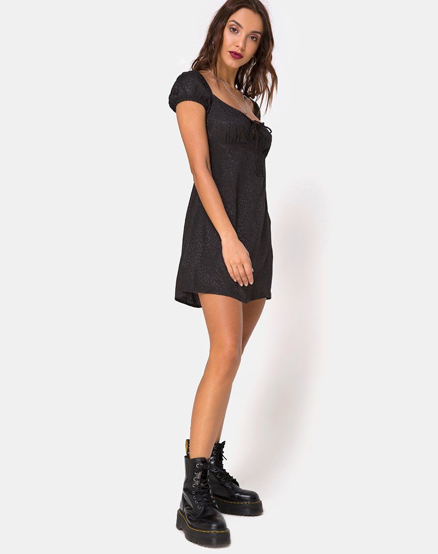 Gaval Mini Dress in Satin Cheetah Black sold by Motel Rocks product image thumbnail 3