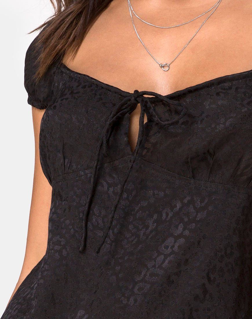 Gaval Mini Dress in Satin Cheetah Black sold by Motel Rocks product image thumbnail 5