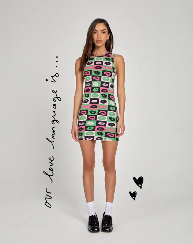 Gele Mini Dress in Lips Green sold by Motel Rocks