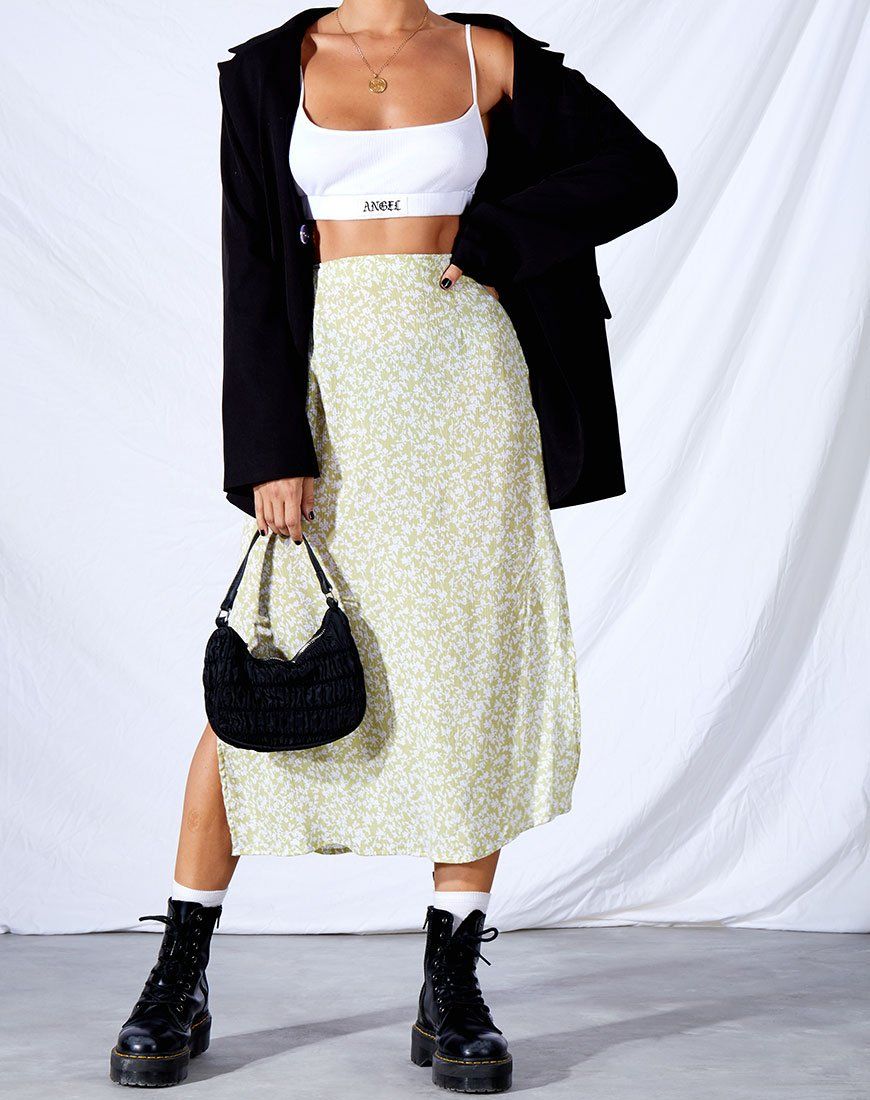 Tindra Midi Skirt in Crinkle Botanic Mint Foam sold by Motel Rocks product image thumbnail 2