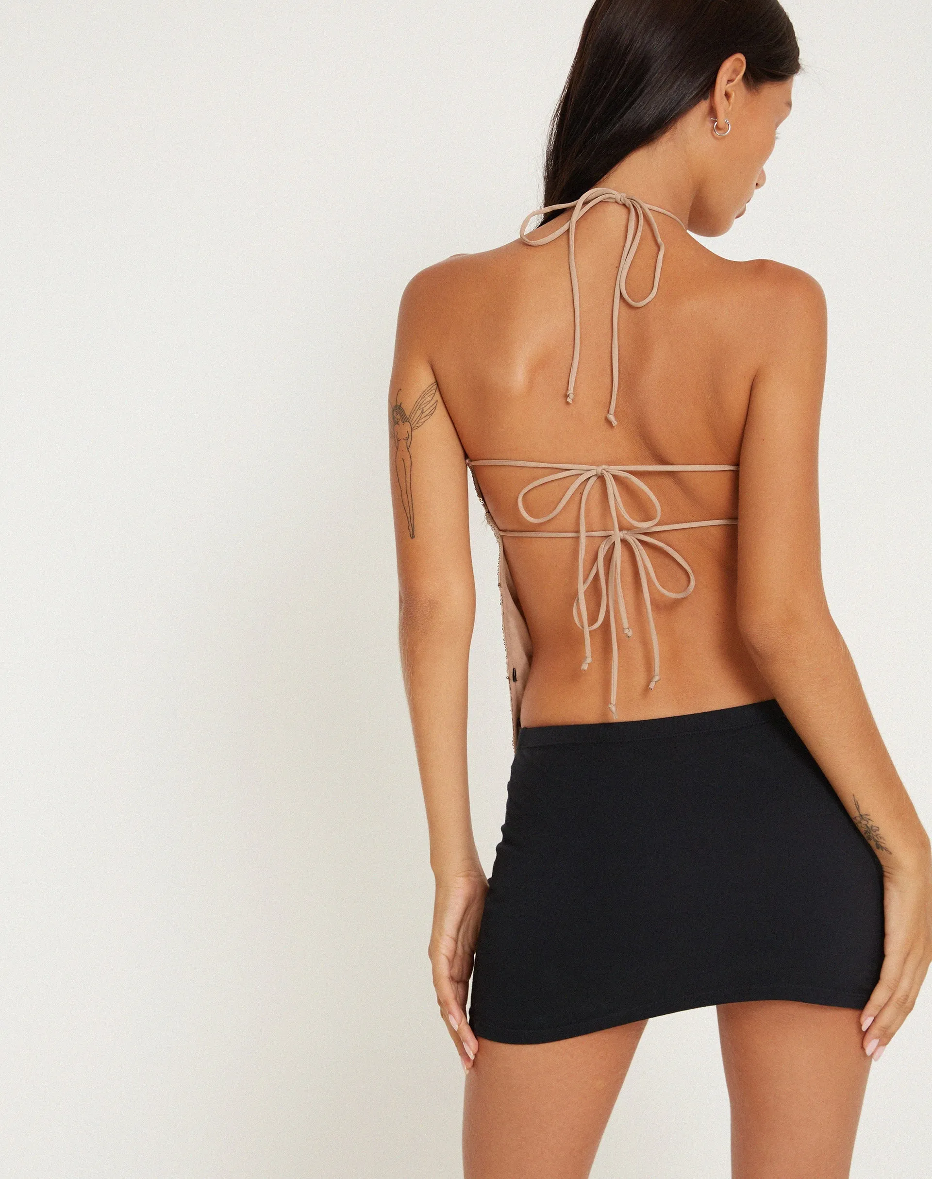 Runi Butterfly Top in Sequin Light Bronze sold by Motel Rocks product image thumbnail 4