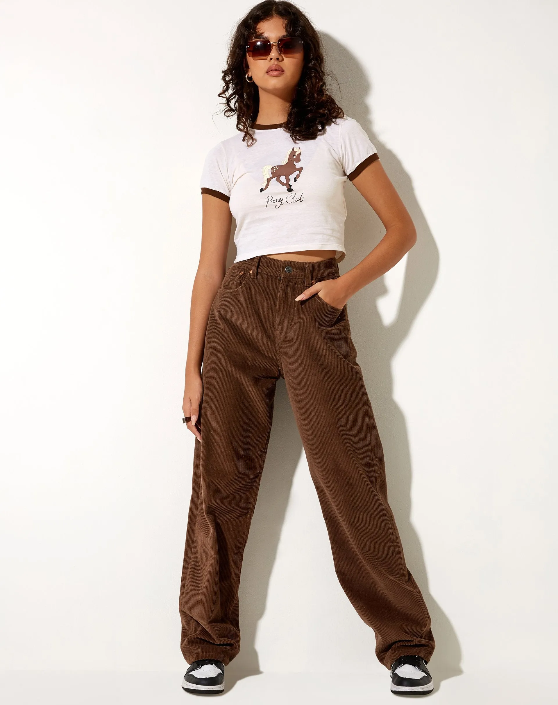 Ringer Tee in Winter White Bind Cocoa Pony Club sold by Motel Rocks product image thumbnail 3