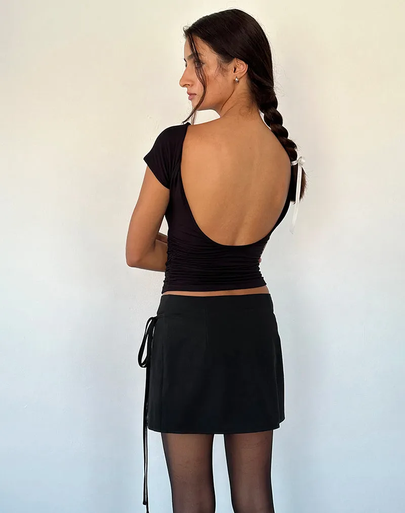 Tanix Wrap Skirt in Tailoring Black sold by Motel Rocks product image thumbnail 3