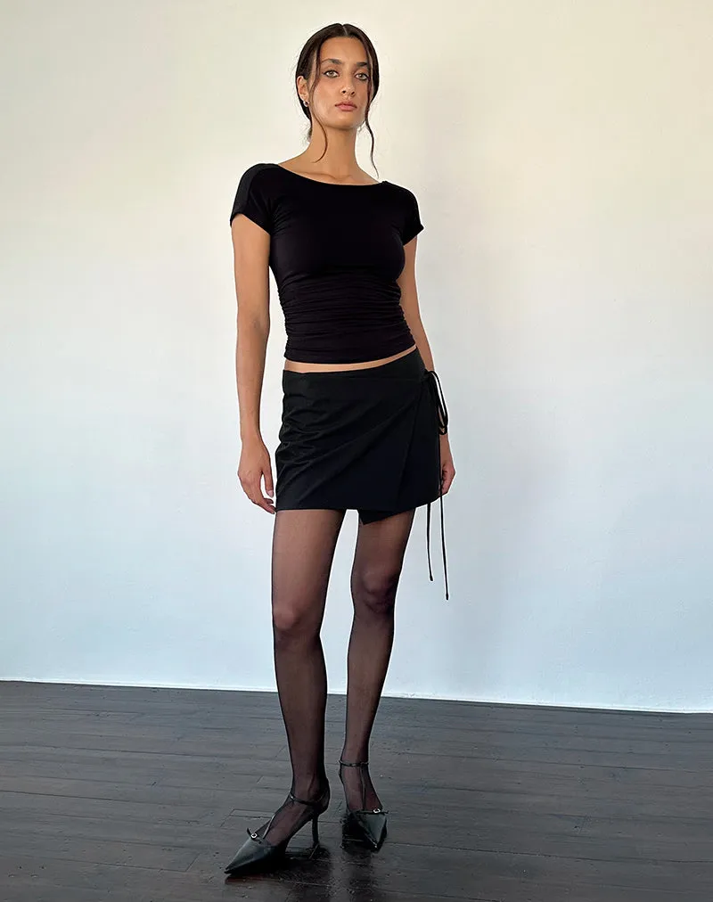 Tanix Wrap Skirt in Tailoring Black sold by Motel Rocks product image thumbnail 2