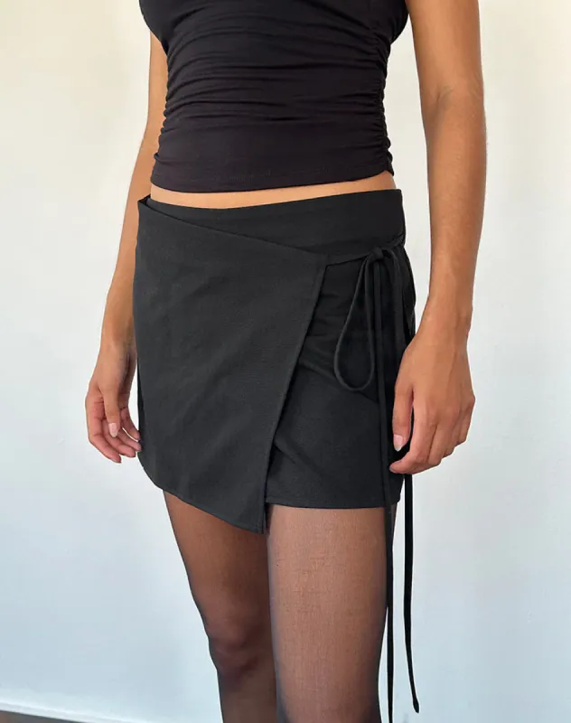 Tanix Wrap Skirt in Tailoring Black made by Motel Rocks