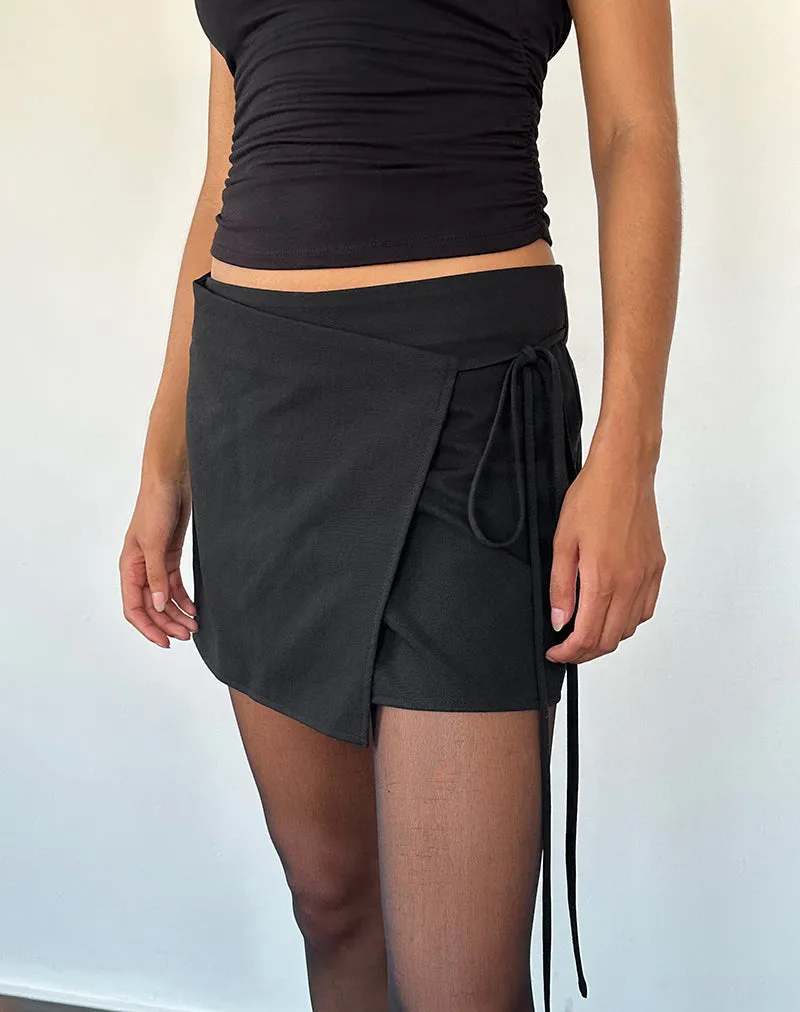 Tanix Wrap Skirt in Tailoring Black sold by Motel Rocks