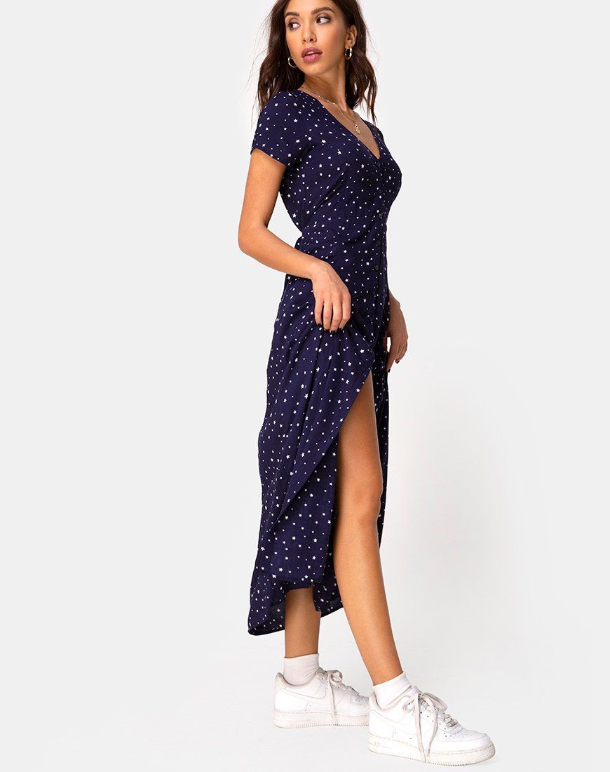 Sanrin Midi Dress in Starstruck Navy sold by Motel Rocks product image thumbnail 3
