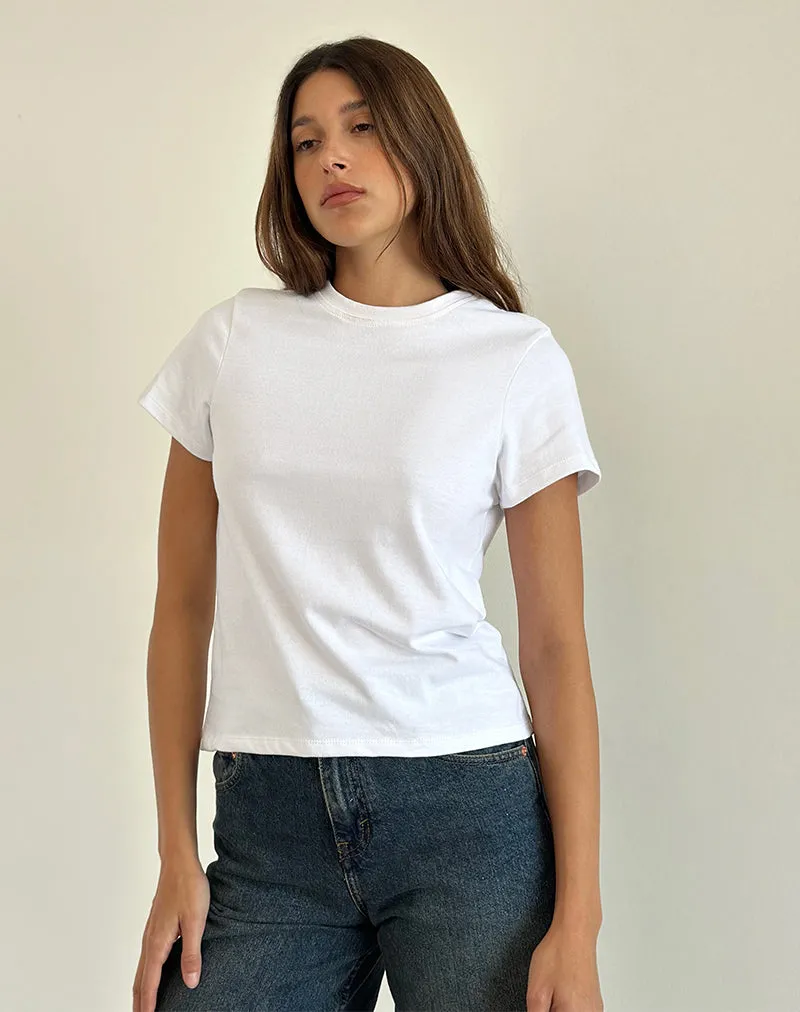 Sakha Boxy Top in Plain White sold by Motel Rocks