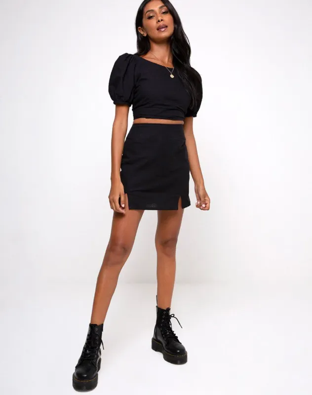 Zila Mini Skirt in Black sold by Motel Rocks