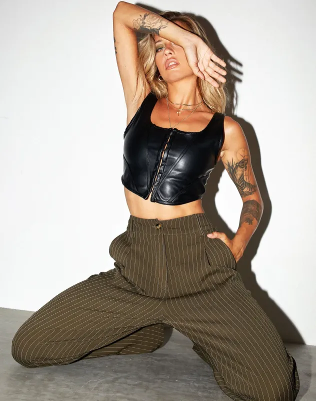 Elci Corset Top in Pu Black sold by Motel Rocks