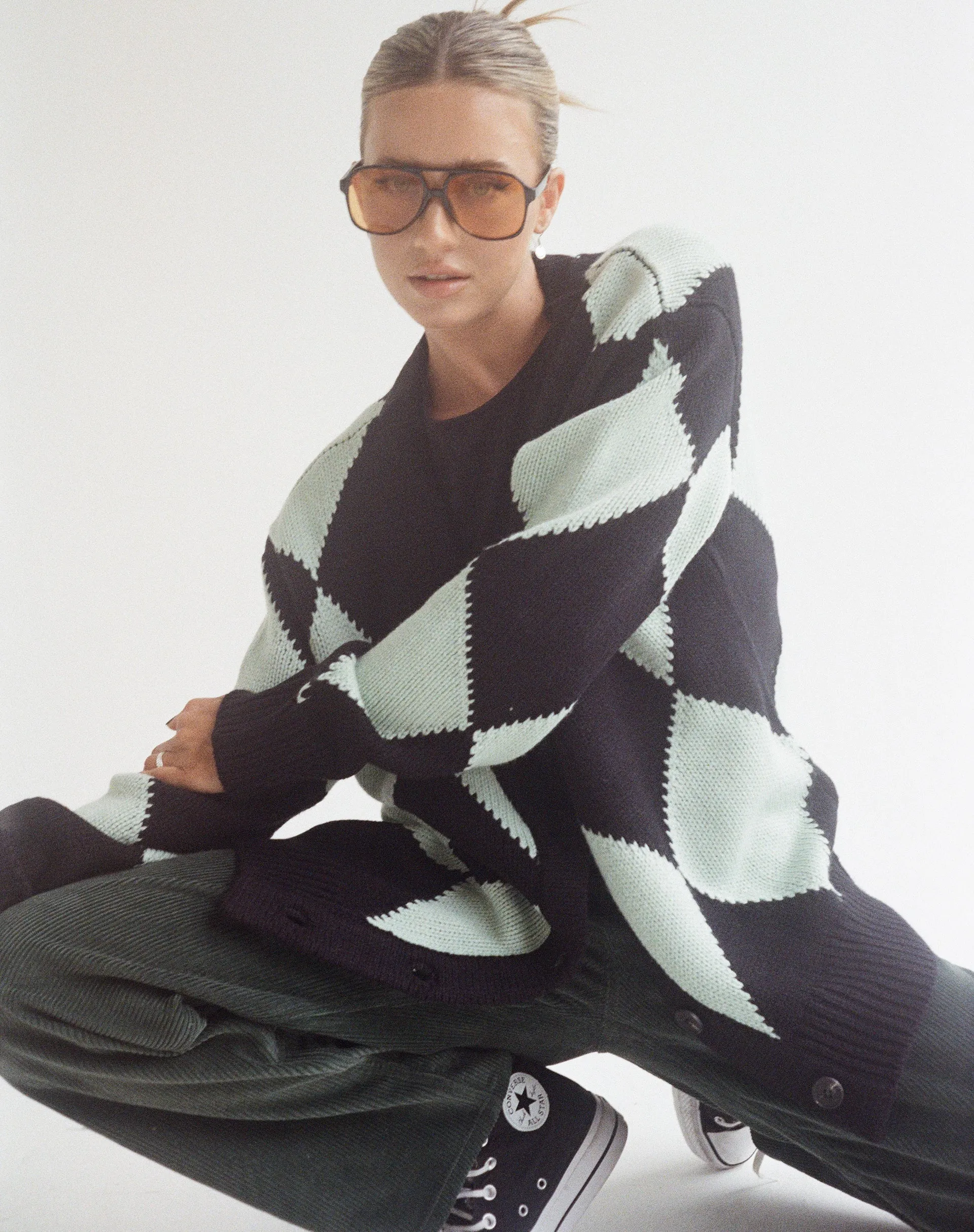 Uriela Cardi in Harlequin Black and Mint sold by Motel Rocks