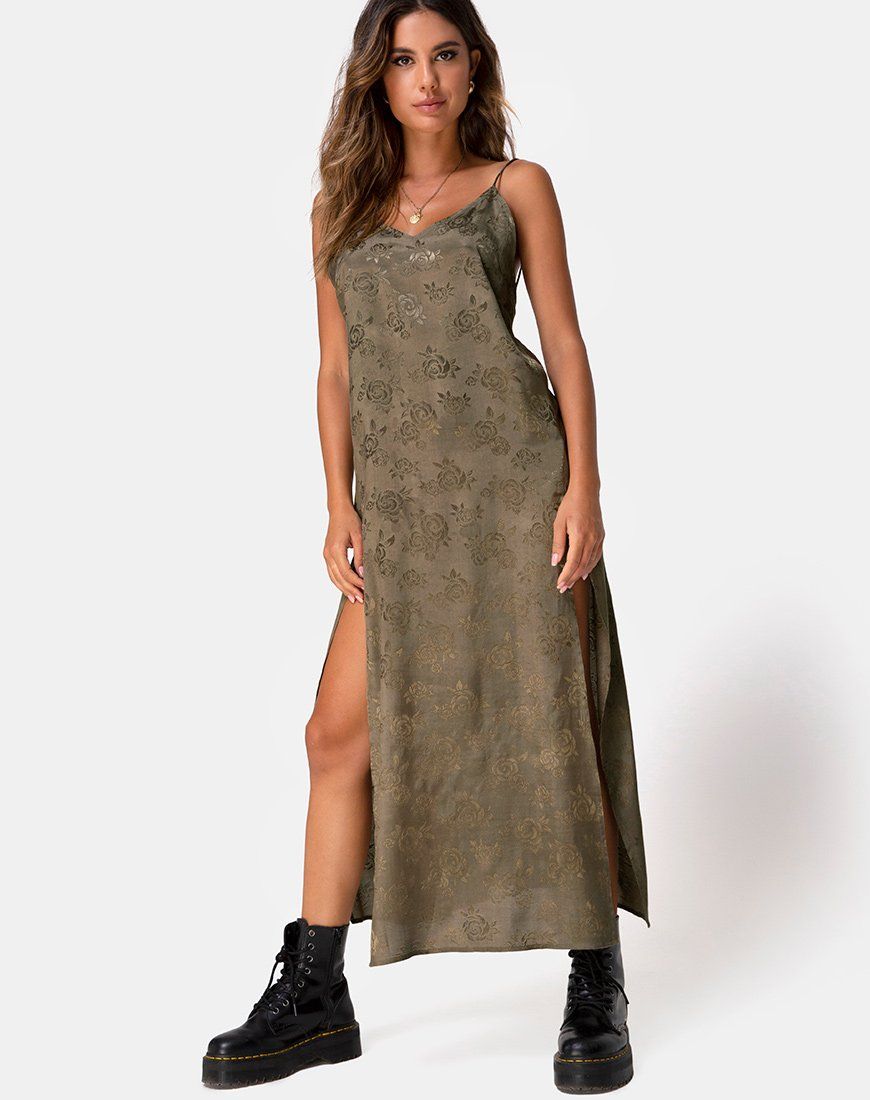 Hime Maxi Dress in Satin Rose Silver Grey sold by Motel Rocks product image thumbnail 3