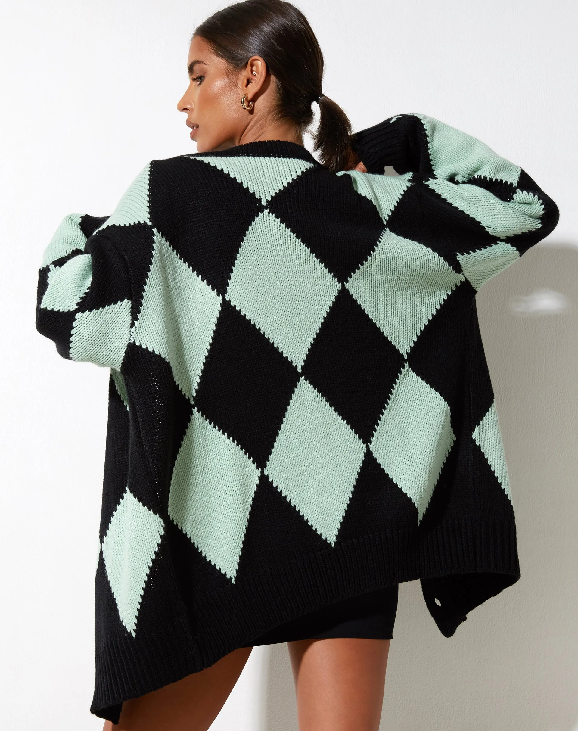 Uriela Cardi in Harlequin Black and Mint sold by Motel Rocks product image thumbnail 2