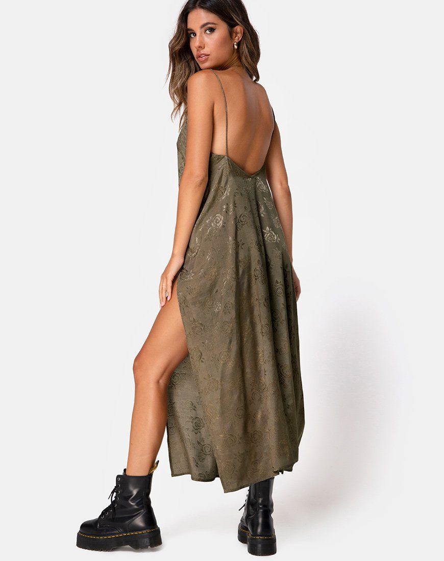 Hime Maxi Dress in Satin Rose Silver Grey sold by Motel Rocks product image thumbnail 2