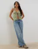 Tezza Tie Front Cami Top in Ditsy Floral Green sold by Motel Rocks
