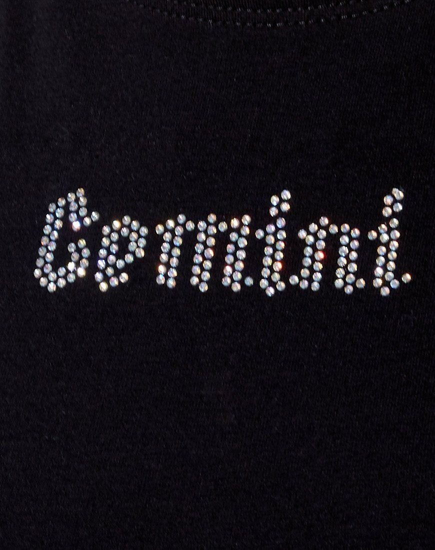 Tiney Crop Tee in Black 'Gemini' Diamante sold by Motel Rocks product image thumbnail 5