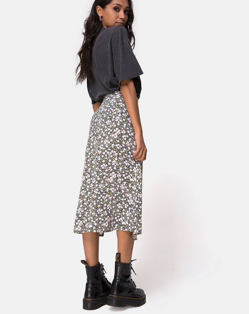 Saika Midi Skirt in Floral Field Olive sold by Motel Rocks product image thumbnail 4