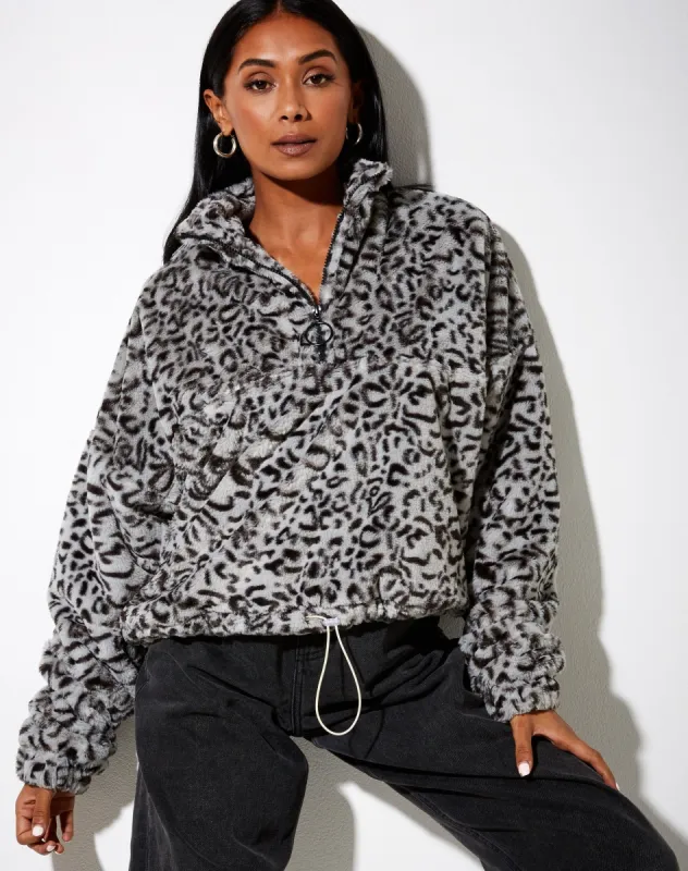 Nero Ring Pull Jacket in Animal Grey sold by Motel Rocks