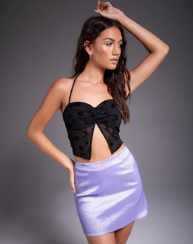 Pelmo Mini Skirt in Woven Light Purple sold by Motel Rocks