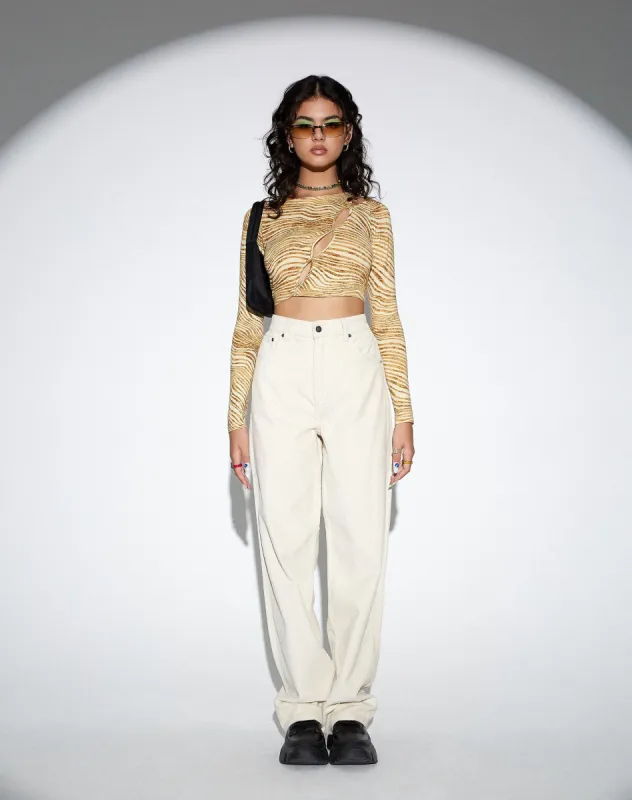 Heloise Crop Top in Desert Terrain Tan sold by Motel Rocks