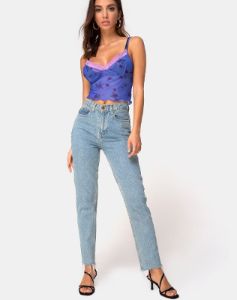 Yenika Crop Top in Lilac Rose with Lilac Lace sold by Motel Rocks