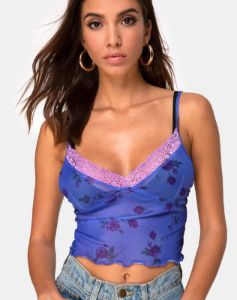 Yenika Crop Top in Lilac Rose with Lilac Lace sold by Motel Rocks