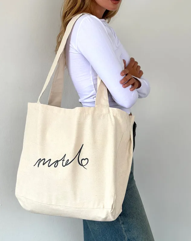 Nola Totebag in Off White with Motel Print sold by Motel Rocks