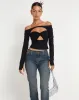 Malin Eloa Shrug Top in Black sold by Motel Rocks